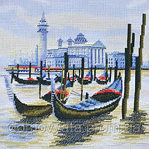Набір для вишивання хрестиком на канві із фоновим малюнком "Пристань у Венеції", фото 2
