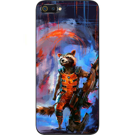 Силіконовий чохол для Realme C2 з картинкою Єнот Ракета, фото 1