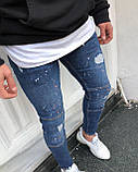 Джинси чоловічі вузькі рванки синій Київ, фото 4