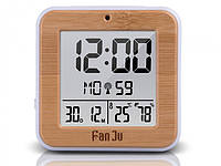 Цифровий годинник FanJu FJ3533 з термометром, гігрометром, календарем і будильником. Колір дерево