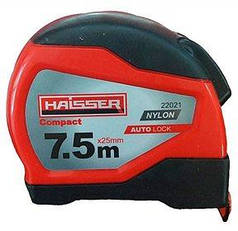 Рулетка 7,5 мх25 мм, нейлон, автостоп, магніт HAISSER Compact