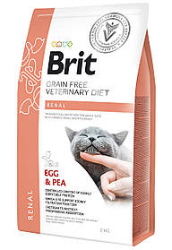 Brit Veterinary Diet RENAL корм для кішок із хронічною нирковою недостатністю Яйця та ГОРОХ, 2 кг