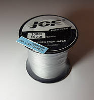Плетеный шнур для рыбалки JOF 300м (0.23 мм /31lbs/14kg) Серый 8 нитей