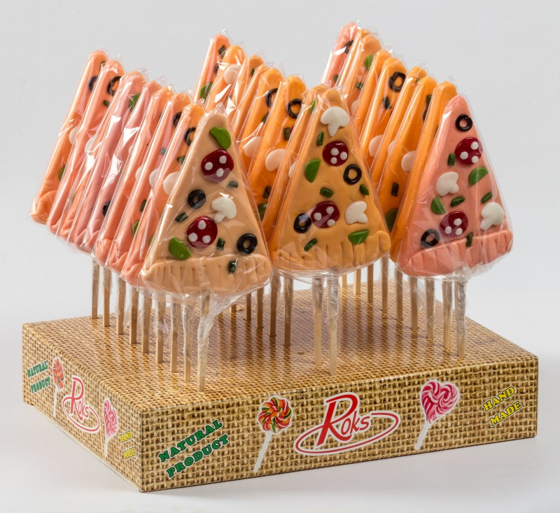 Льодяники на паличці Піца 80 г 27 шт Roks, фото 1