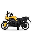 Дитячий електромобіль Мотоцикл M 4080 EL-6, BMW, шкіряне сидіння, колеса EVA, жовтий, фото 5