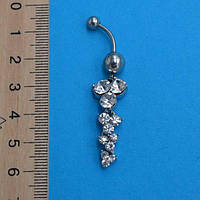 Пірсинг, Виноград, білі, червоні стрази, медична сталь