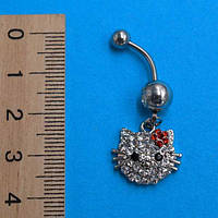 Сережки для пірсингу, білі стрази, медична сталь