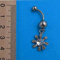 Сережки для пірсингу, стрази, медична сталь, кольори в асортименті