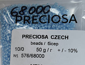 Бісер Preciosa 10/0 колір 68000 блакитний 10г