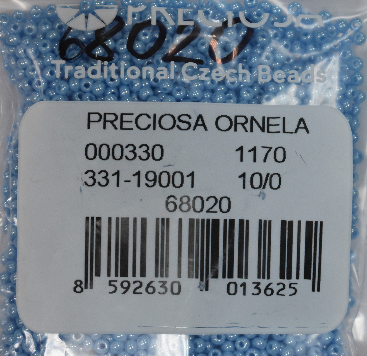 Бісер Preciosa 10/0 колір 68020 блакитний 10г, фото 1