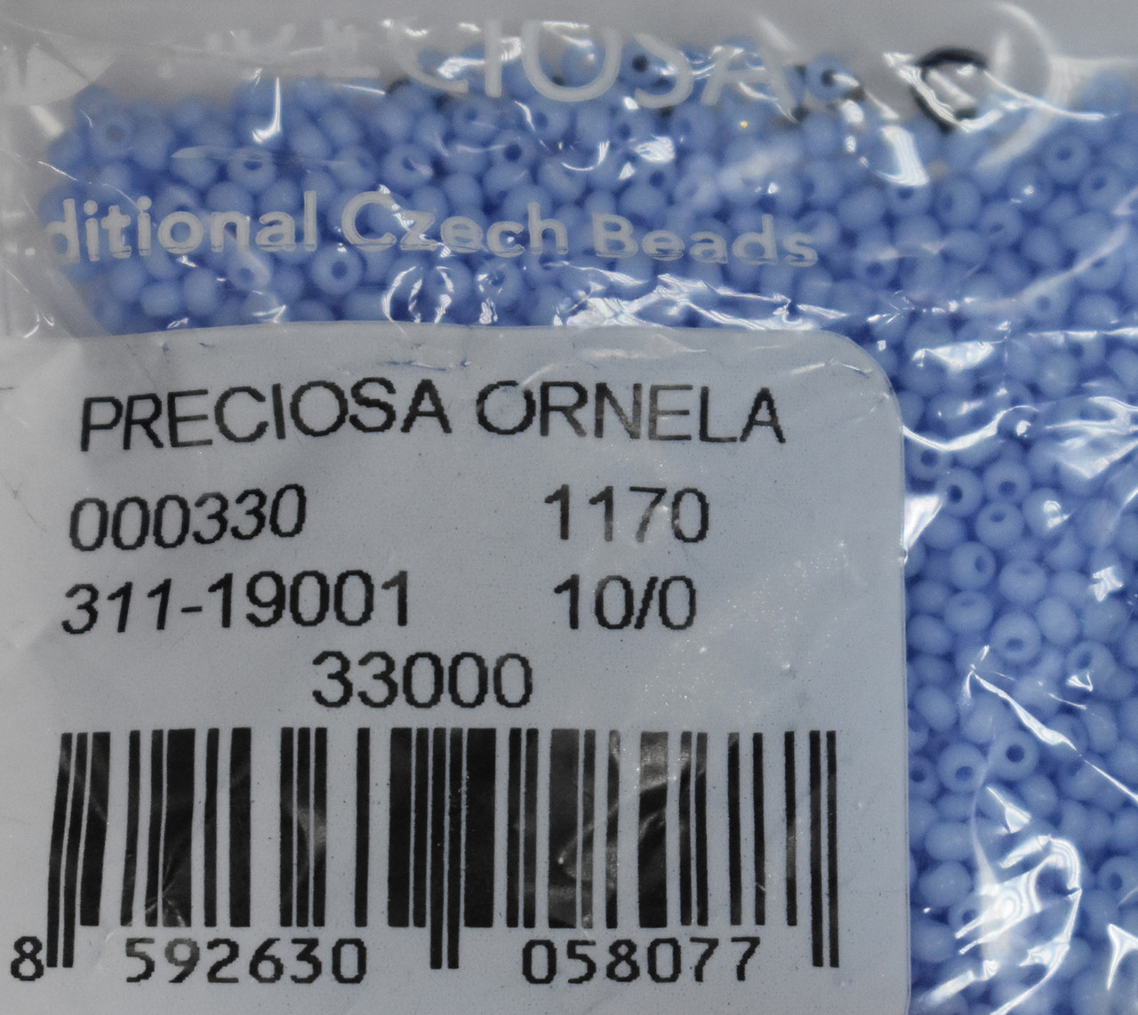 Бісер чеський Preciosa 33000 №10/0 блакитний 10г, фото 1