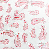 Польская хлопковая ткань "Коралловые перья на белом"
