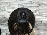 Перука жіноча хвиляста чорна довга з чубчиком і проділом 70см, фото 4