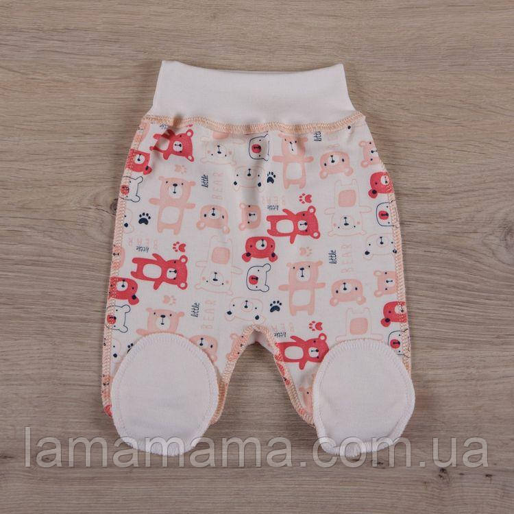 Повзунки євро бавовняні, шви назовні, р. 50 Міні Ведмедик корал BetiS, фото 1