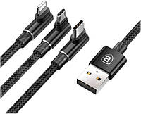 Кабель зарядный Baseus MVP 3 in 1 USB Type-C+micro USB+Lightning 3.5A 1.2М Black (CAMLT-WZ01)