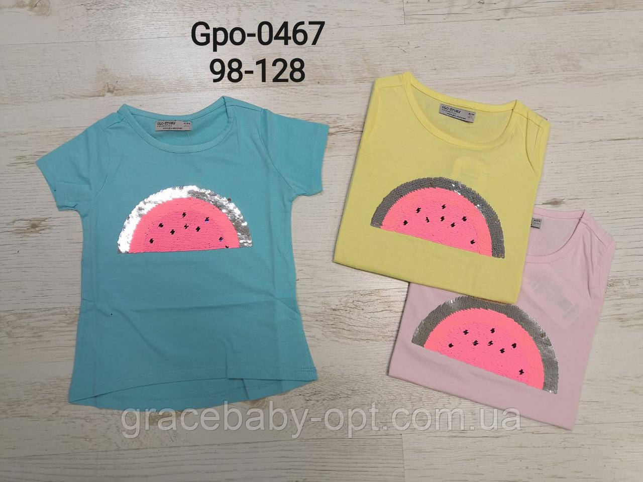 Футболка для дівчаток оптом, Glo-story, 98-128 см, № GPO-0467