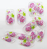 Нігті накладні в пакеті, 12 шт з малюнком вишеньки і клейкою основою, фото 2