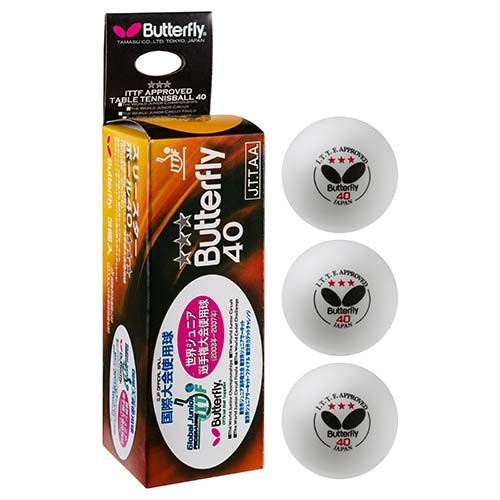 Кульки для настільного тенісу Batterfly, 3 шт., білий