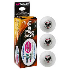 Кульки для настільного тенісу Batterfly, 3 шт., білий