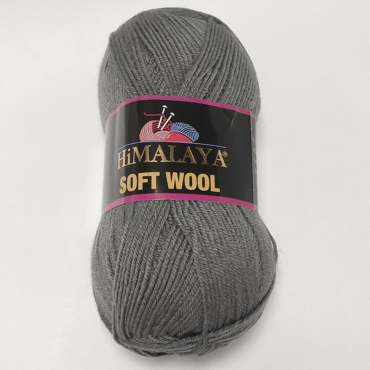 25% вовняна пряжа Soft Wool Софт Вул Himalaya Туреччина, різні кольори, темно-сірий