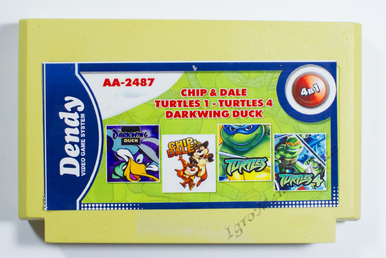 Картридж денді 4 в 1 Darkwing Duck, Chip Dale, Turtles 1+4