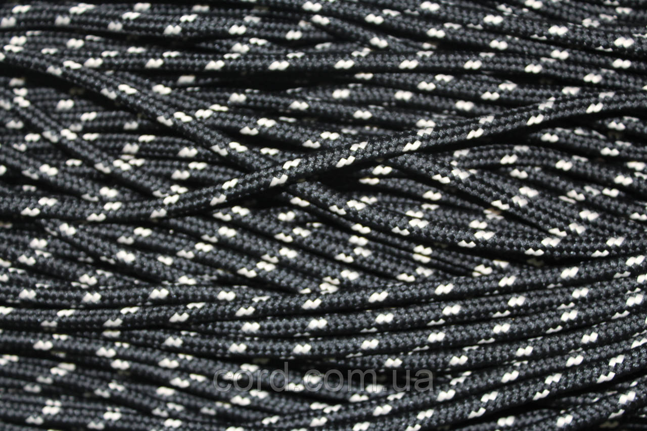 Шнур круглий з наповнювачем 5мм чорний+бежевий моток 100м, фото 1