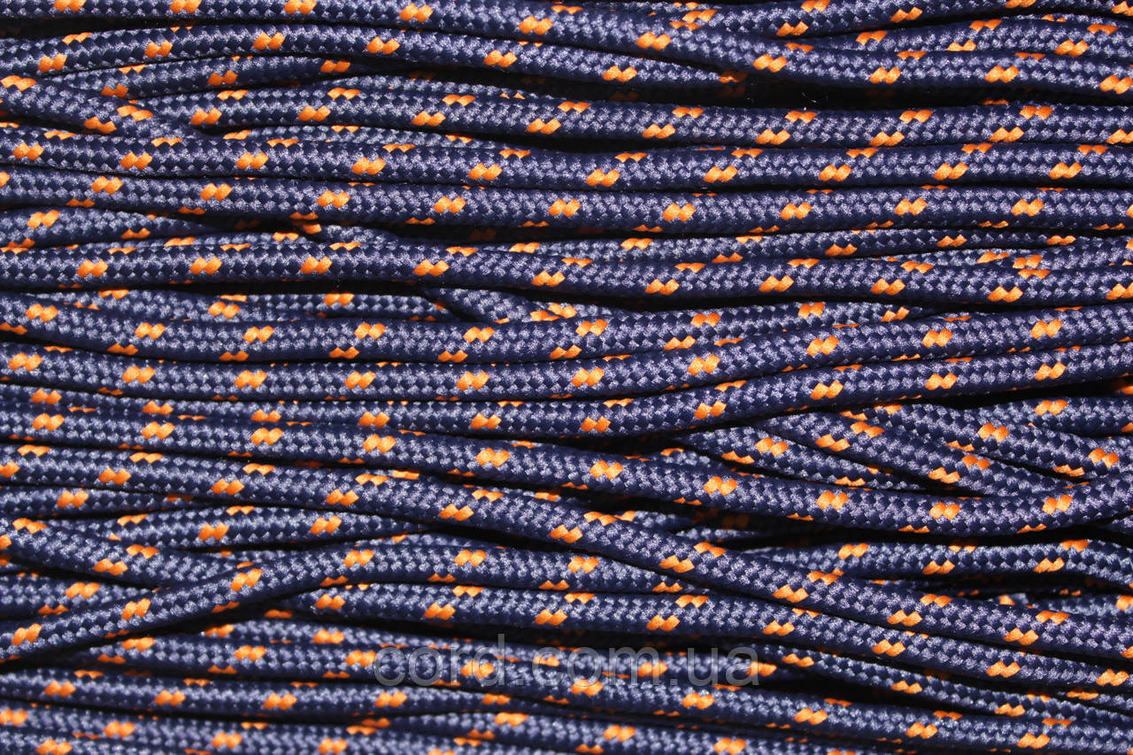 Шнур круглий з наповнювачем 5мм синій+помаранчевий моток 100м, фото 1