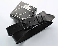 Мужской кожаный ремень с черной пряжкой "Gradino" длина 110, 120, 130, 135 см