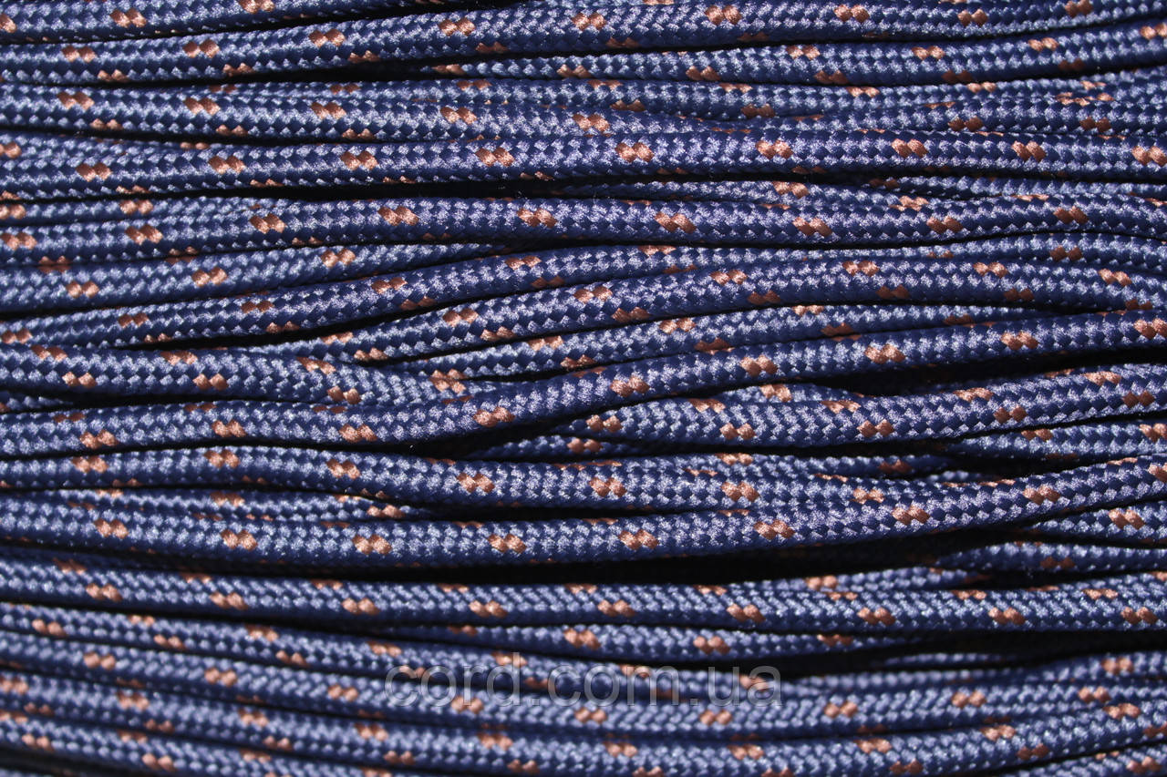 Шнур круглий з наповнювачем 5мм синій+коричневий моток 100м, фото 1