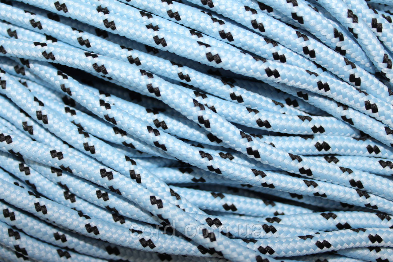 Шнур круглий з наповнювачем 5мм блакитний+чорний моток 100м, фото 1
