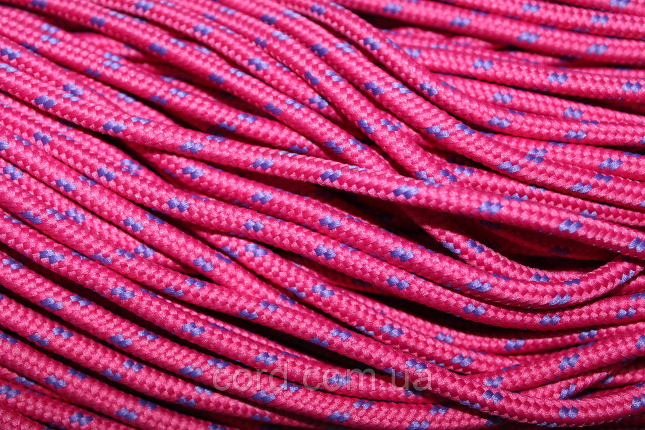 Шнур круглий з наповнювачем 5мм малина+фіолетовий моток 100м, фото 1