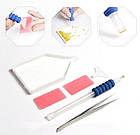 Алмазна вишивка білі лебеді на озері 40х50 см, повна викладка, квадратні стрази, фото 4