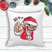 Подушка з новорічним принтом Дід Мороз "Ha HA HA"