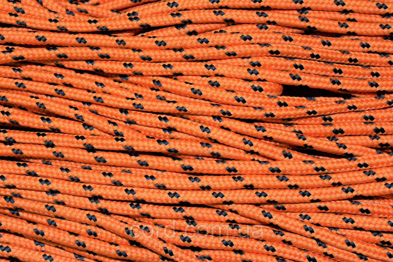 Шнур круглий з наповнювачем 5мм помаранчевий+чорний моток 100м, фото 1