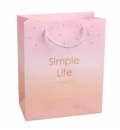 Подарунковий пакет "Simple Life", 18*10*23 см, Польща, ламінований картон, фото 1