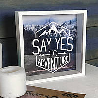 Деревянная копилка для денег Say yes to adventure