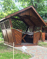 Беседка сборно - разборная деревянная передвижная с мебелью 2,5 х 2 для сада от производителя Wood Gazebo 019