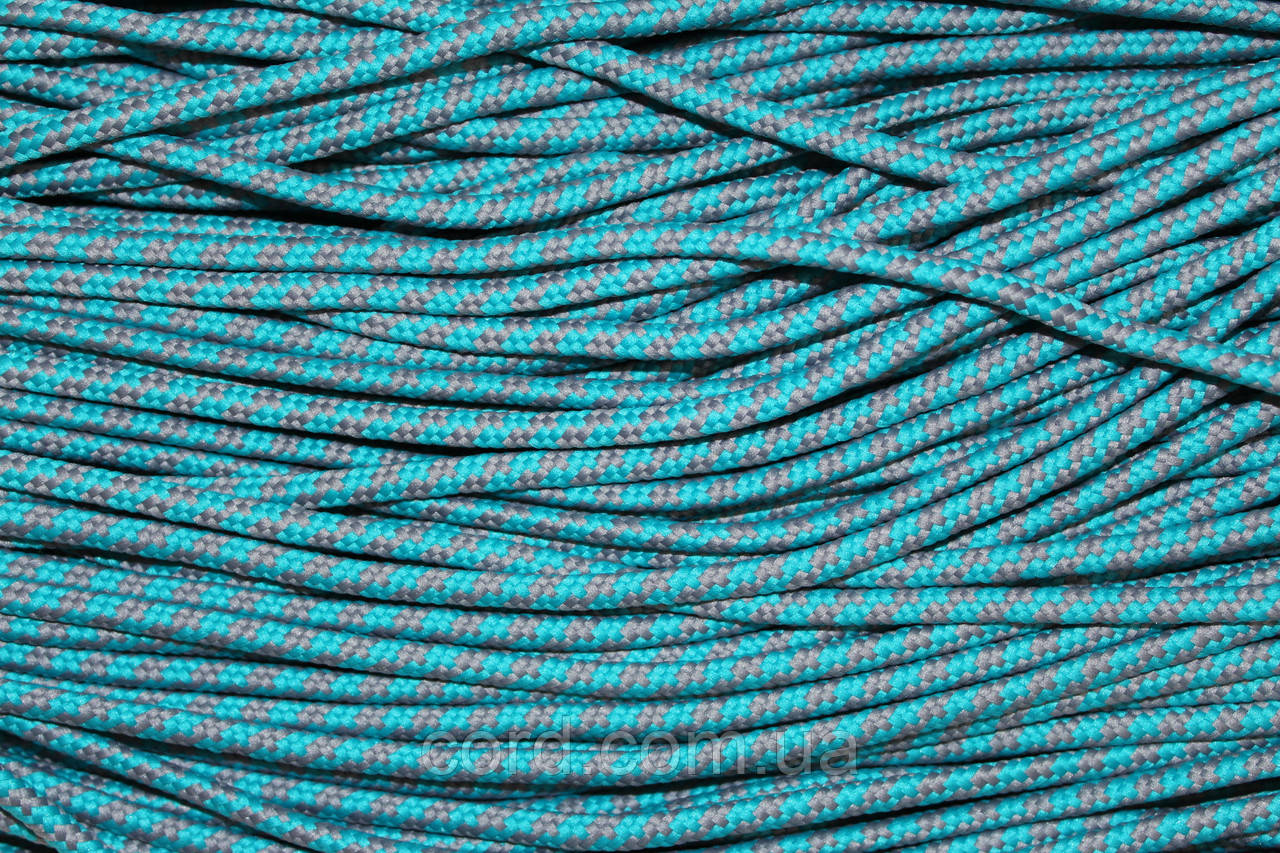 Шнур круглий з наповнювачем 5мм морська хвиля+сірий моток 100м, фото 1