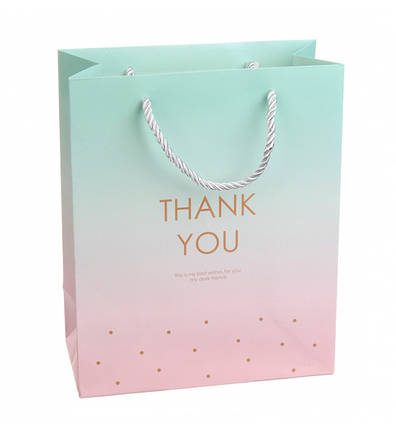 Подарунковий пакет "Thank you", 18*10*23 см, Польща, ламінований картон, фото 1