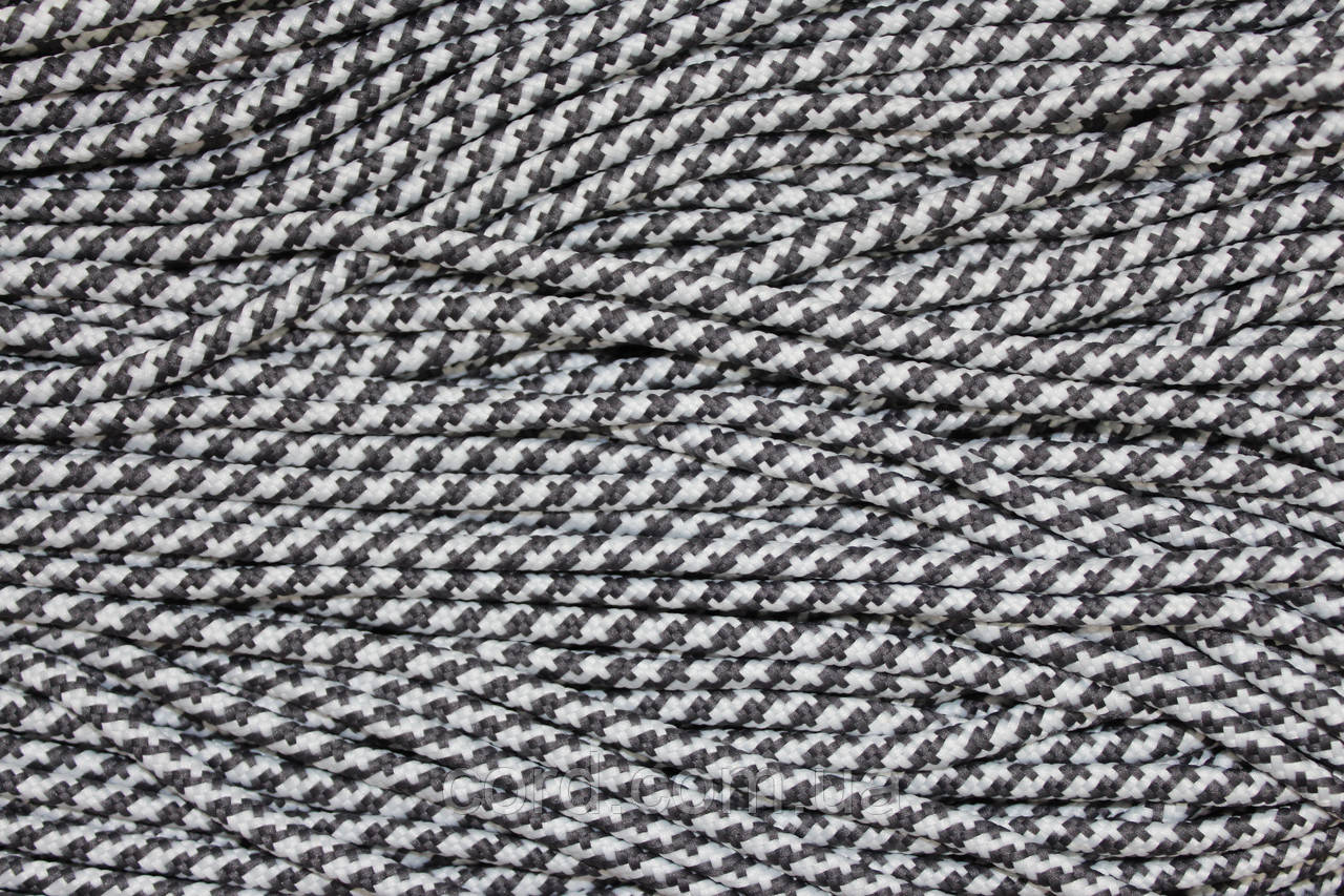 Шнур круглий з наповнювачем 5мм сірий+білий моток 100м, фото 1