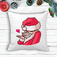 Подушка з новорічним принтом Дід Мороз "Повітряний поцілунок"