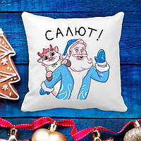 Подушка с новогодним принтом Дед Мороз "Салют"