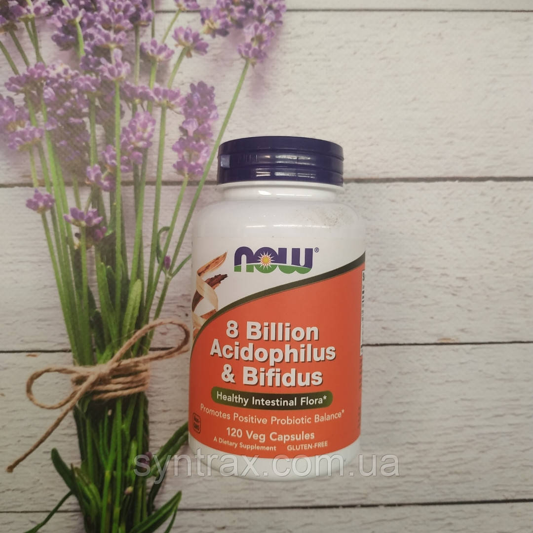 Now Foods 8 Billion Acidophilus & Bifidus 120 veg caps, активне довголіття, пробіотики
