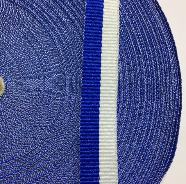 Стрічка для швів та трикотажних виробів 15мм колір біло-синій (боб 50м) р.2467 Укр-з