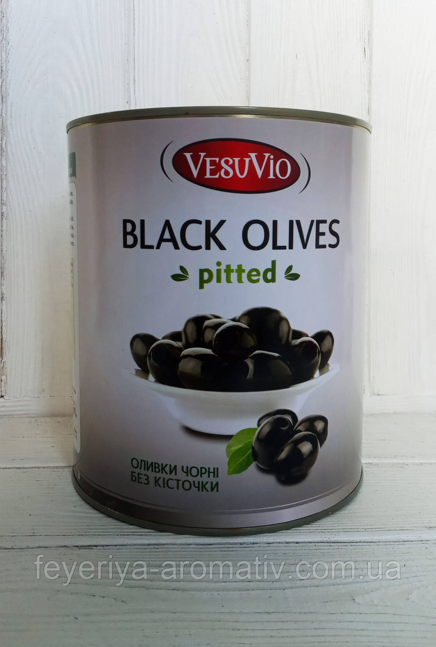 Оливки черные без косточки Vesuvio Black Olives pitted, 3000/1500гр ...