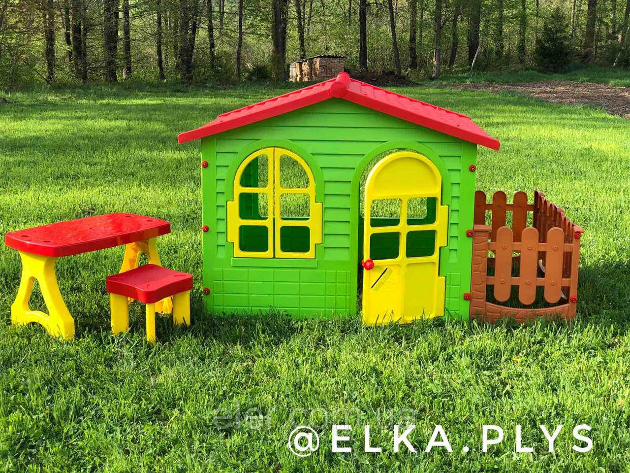 Великий дитячий ігровий майданчик Домік + Тераса + стіл +Кріселко, фото 1
