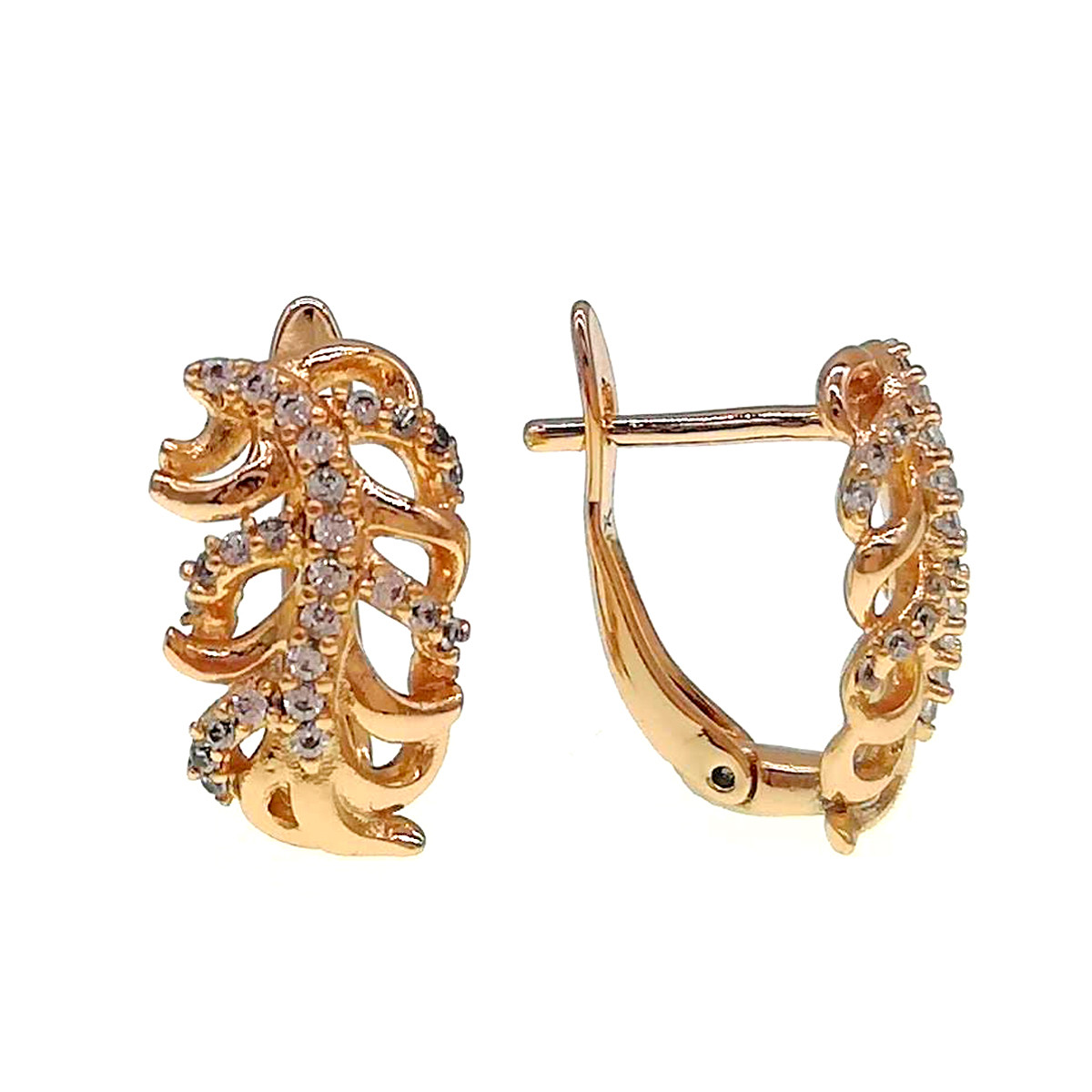 Сережки Xuping з медичного золота, білі фіаніти, позолота 18K, 24534 (1)