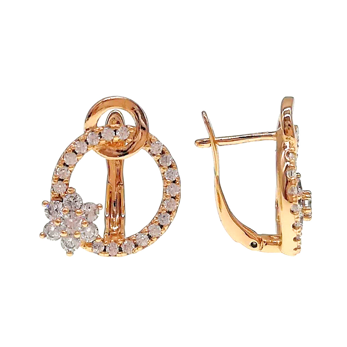 Сережки Xuping з медичного золота, білі фіаніти, позолота 18K, 24533 (1)