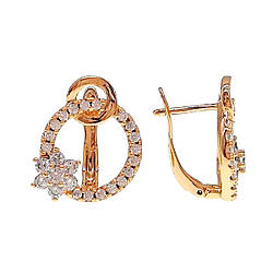 Сережки Xuping з медичного золота, білі фіаніти, позолота 18K, 24533 (1)