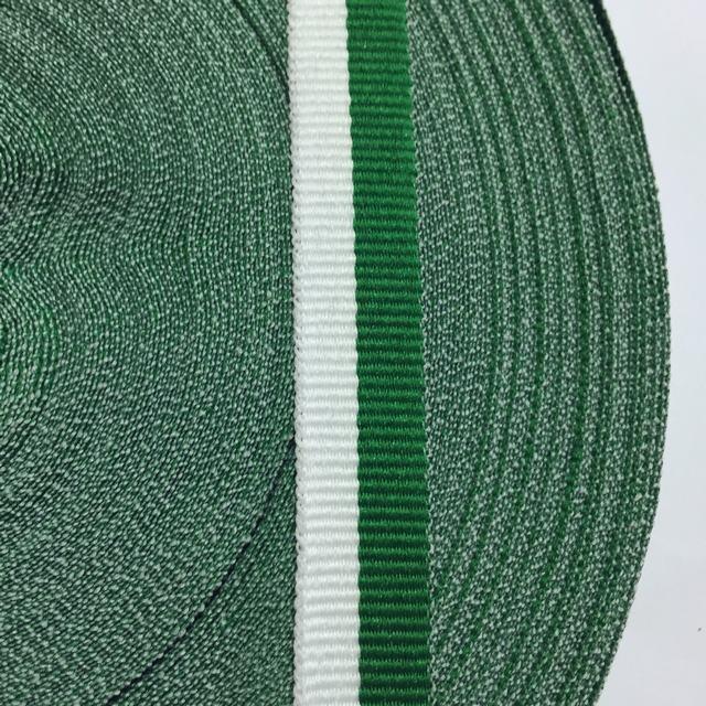 Стрічка для швів та трикотажних виробів 15мм колір біло-зелений (боб 50м) р. 2467 Укр-з